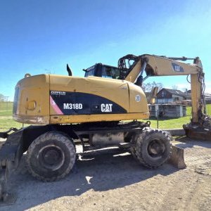 foto 19t bagr opěry SPZ CAT M318 svahovka+3 lopaty rypadlo kolové
